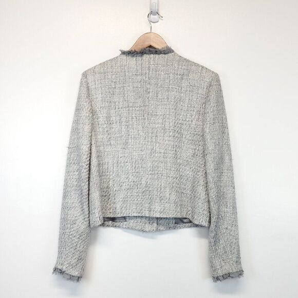 mac & jac Lightweight Business Casual Ruffled Trim Tweed Blazer Women's Large - Picture 2 of 10
